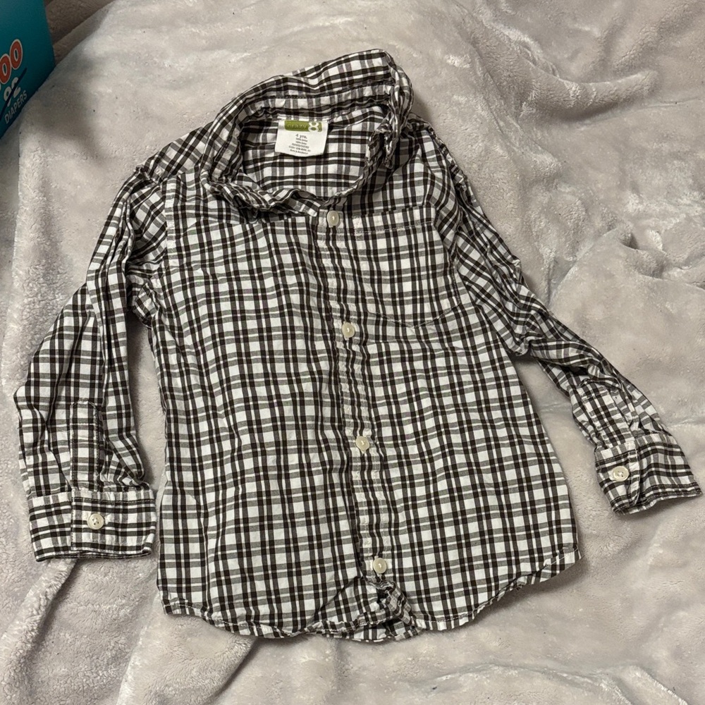 Crazy 8 Boys Black & White Plaid Button-Down Shirt Easter